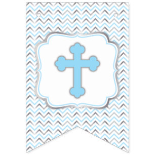 Cross-banner-blauw en zilver vlaggetjes