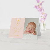 Cross Banner Script Religieus Dankjewel Foto Roze Folie Wenskaart (Orchidee)