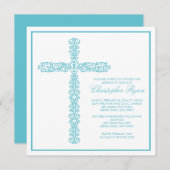 Cross-Baptism Christening Boy Baptisme Inture Kaart (Voorkant / Achterkant)