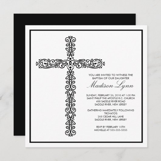 Cross Baptisme Christening Baby Baptisme Indeling Kaart (Voorkant / Achterkant)