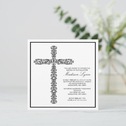 Cross Baptisme Christening Baby Baptisme Indeling Kaart (Staand voorkant)
