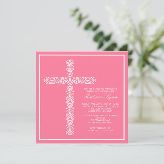 Cross-Baptisme Christening Girl Baptisme Inture Kaart (Staand voorkant)