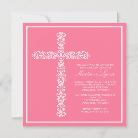 Cross-Baptisme Christening Girl Baptisme Inture Kaart (Voorkant)