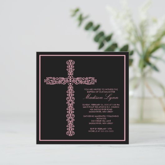 Cross-Baptisme Christening Girl Baptisme Inture Kaart (Staand voorkant)