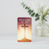 Cross Birds Sunset Funeral Prayer Kaart Visitekaartje (Staand voorkant)