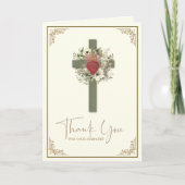 Cross Bloemen Katholieke Uitvaart Condoleance Dank Bedankkaart (Voorkant)