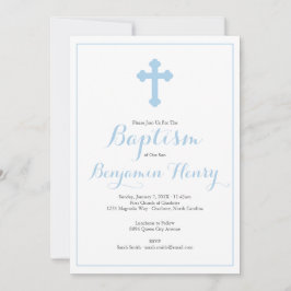 Cross Blue Boy Baptisme Christening Kaart