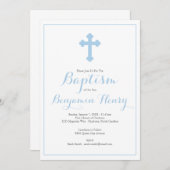  Cross Blue Boy Baptisme Christening Kaart (Voorkant / Achterkant)