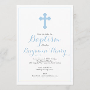 Cross Blue Boy Baptisme Christening Kaart