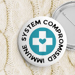 Cross Blue Heart Compromisimmunsysteem Ronde Button 7,6 Cm<br><div class="desc">Gecombineerde knop van het immuunsysteem in wit met een blauwe cirkel in het midden met een wit kruis en een blauw hart.</div>