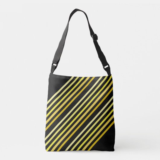 Cross Body Bag - tinten van gele diagonale strepen Crossbody Tas (Achterkant)