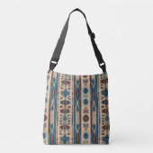 Cross Body Tas in Blauw Native Amerikaanse Patrone (Voorkant)