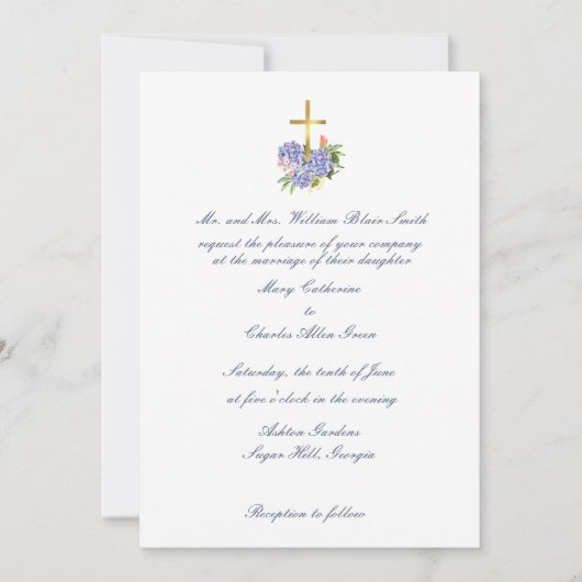 Cross bruiloft uitnodiging, hortensia, Jubileum Kaart (Voorkant)