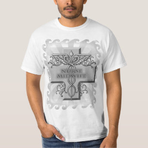 Cross Caduceus aangepaste vroedvrouw verpleegster  T-shirt