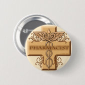 Cross Caduceus apotheker Ronde Button 5,7 Cm (Voorkant /achterkant)