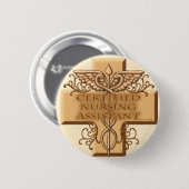 Cross Caduceus CNA Nurse Ronde Button 5,7 Cm (Voorkant /achterkant)