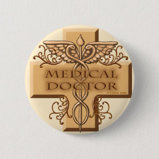 Cross caduceus doctor ronde button 5,7 cm