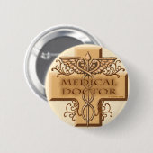 Cross caduceus doctor ronde button 5,7 cm (Voorkant /achterkant)
