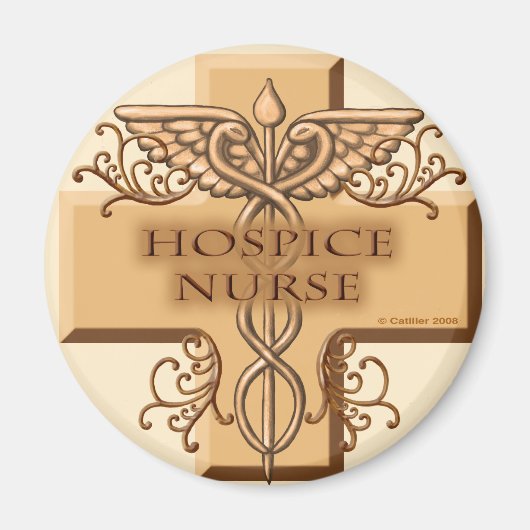 Cross Caduceus Hospice Nurse Magneet (Voorkant)