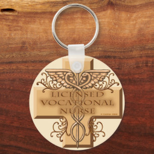 Cross Caduceus LVN Nurse Sleutelhanger