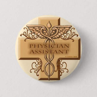 Cross Caduceus Physician Assistant Ronde Button 5,7 Cm