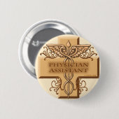 Cross Caduceus Physician Assistant Ronde Button 5,7 Cm (Voorkant /achterkant)