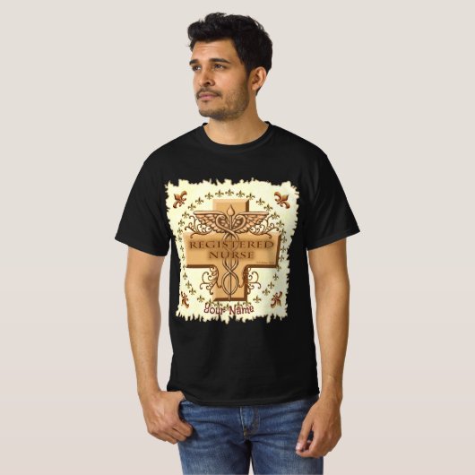 Cross Caduceus RN Verpleegkundige T-shirt (Voorkant volledig)