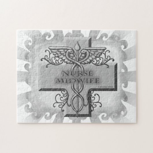 Cross Caduceus Verpleegkundige Verloskundige Legpuzzel (Horizontaal)