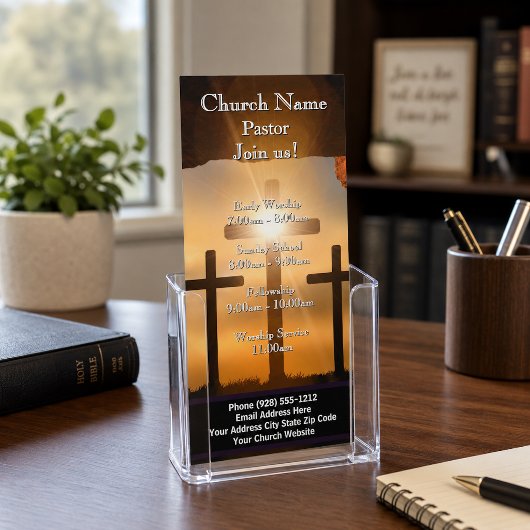 Cross Calvary Pasen Rack Card, Doe mee met onze di Reclamekaart