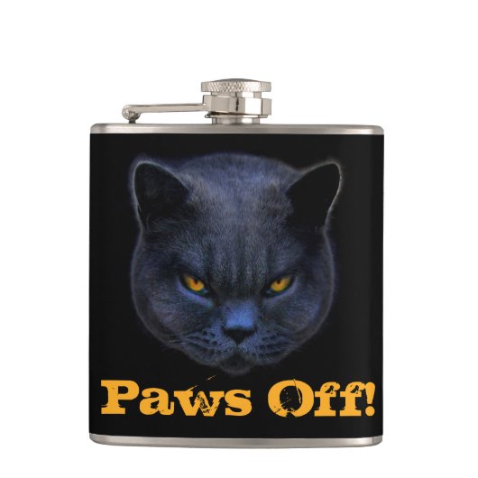 Cross Cat zegt dat Paws uit is. Heupfles (Voorkant)