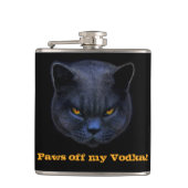 Cross Cat zegt dat Paws van mijn wodka af is. Heupfles (Voorkant)