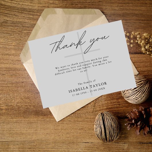 Cross Catholic Funeral Memorial Grey Dank u Kaart