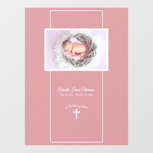 Cross Christelijk Baby Memorial begrafenisbanner Raamsticker (Vel)