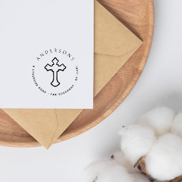  Cross Christelijk familie retour adres Rubberstempel