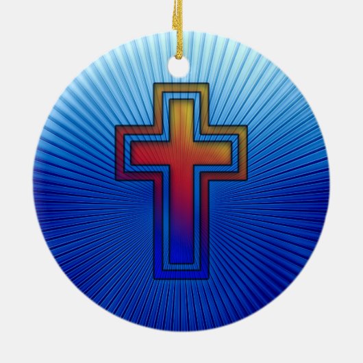 Cross - Christelijk versiering Keramisch Ornament (Achterkant)