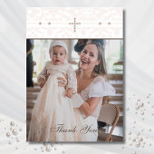 Cross Christian Baptism Photo Thank You Card Bedankkaart