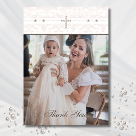 Cross Christian Baptism Photo Thank You Card Bedankkaart