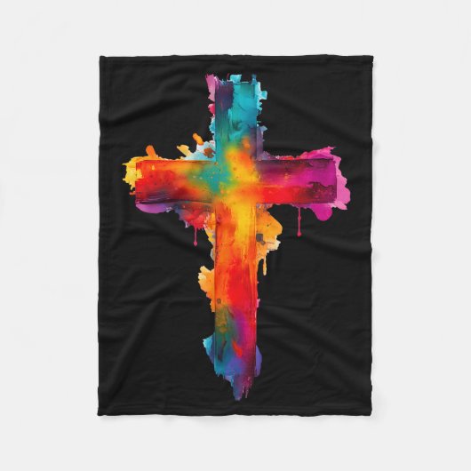 Cross Christian Religious Believe Blessed Faith Gr Fleece Deken (Voorkant)