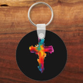 Cross Christian Religious Believe Blessed Faith Gr Sleutelhanger (Voorkant)