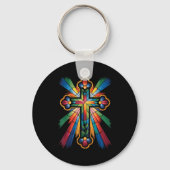 Cross Colorful Christian Religous  Sleutelhanger (Voorkant)