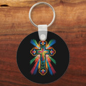 Cross Colorful Christian Religous  Sleutelhanger (Voorkant)