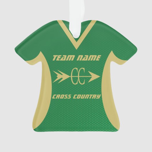 Cross Country Groene en Gouden Sport Jersey Ornament (voorkant)