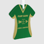 Cross Country Groene en Gouden Sport Jersey Ornament (voorkant)