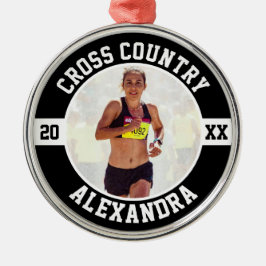 Cross Country Hardloper Aangepast XC Sportteam Metalen Ornament