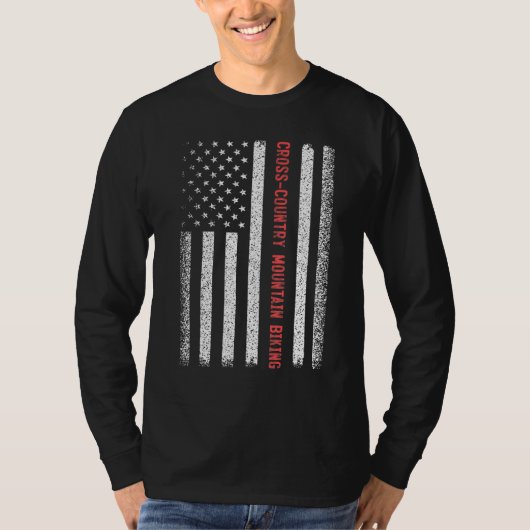 Cross-country mountainbiken Amerikaanse vlag 4e va T-shirt (Voorkant)