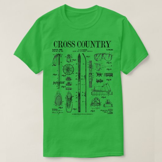 Cross Country Nordic Skiing Ski  Patent Ski T-shirt (Design voorkant)