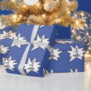 Cross-country Running Blue Wrapping Paper Cadeaupapier