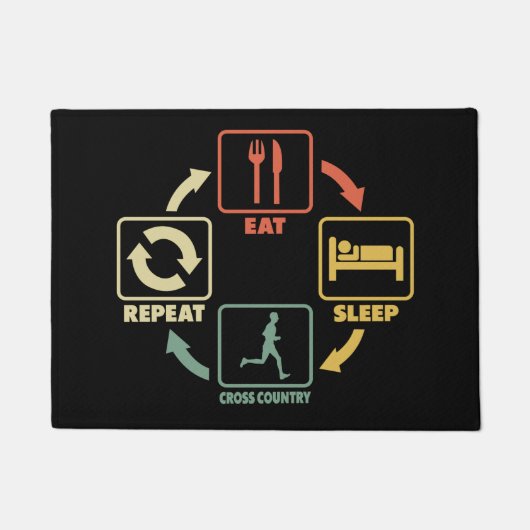 Cross Country Running Eat Sleep Repeat Vintage Deurmat (Voorkant)