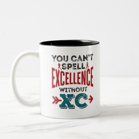 Cross-country Running Funny Excellence XC Tweekleurige Koffiemok (Links)