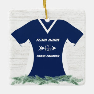 Cross-country Running Shirt Blue met foto Keramisch Ornament